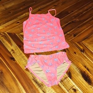 Old Navy Coral palm tree tankini swimsuit